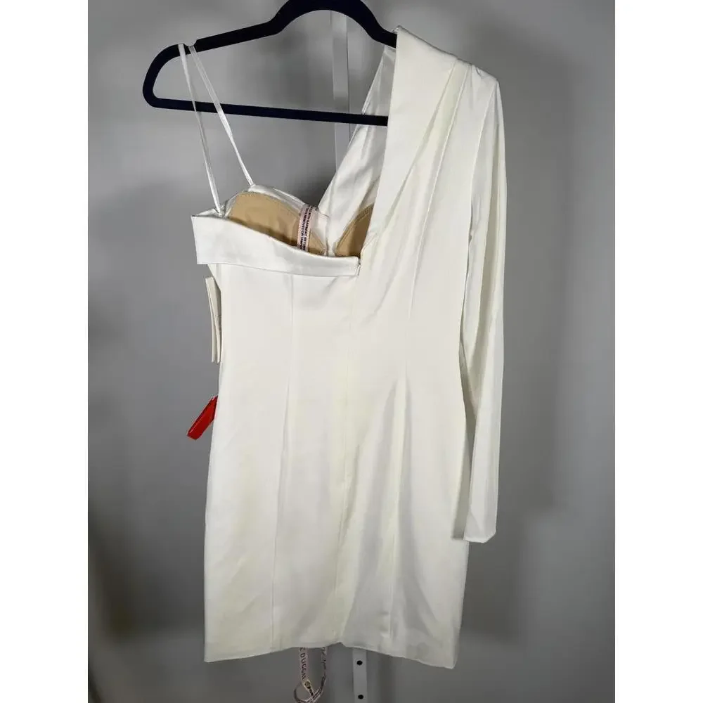 Mac Duggal One Sleeve Tuxedo Dress White Size 2 NWT - Picture 5 of 11